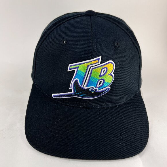 Vtg Tampa Bay Devil Rays MLB Snapback Cap Hat Sports Specialties Black Mens 90s
